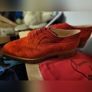 Christian Louboutin Red Brogue Suede Leather Charletta Oxfords
